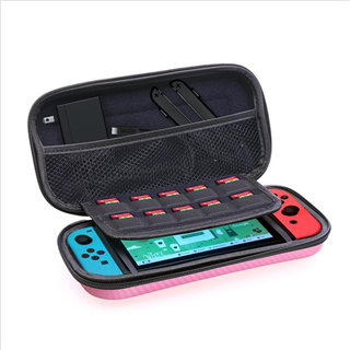 Pink Carbon Fabric Switch Hard Case Eva For Switch With Carry Handle